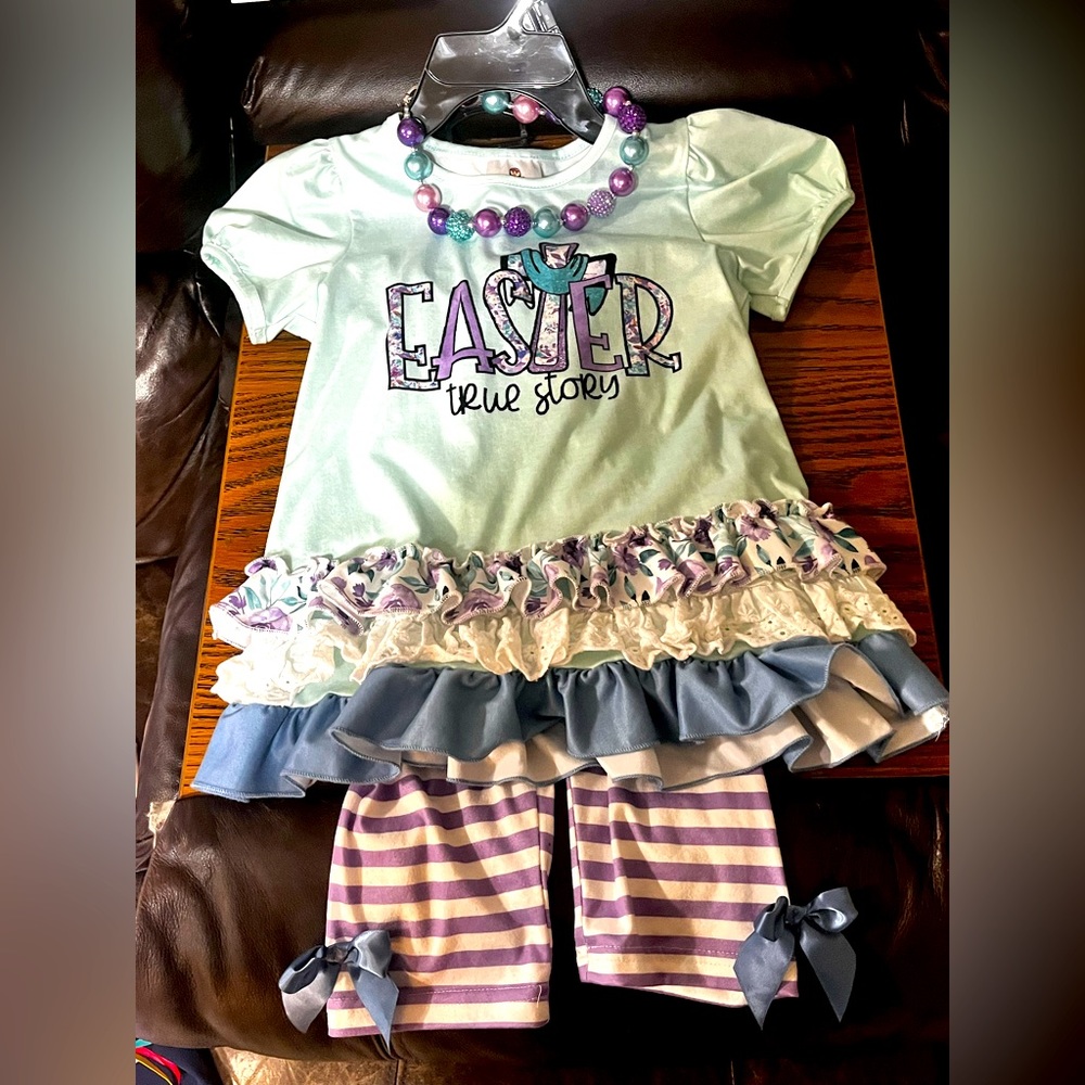 Girls Easter Outfit & Matching Necklace                         ** Worn Once **